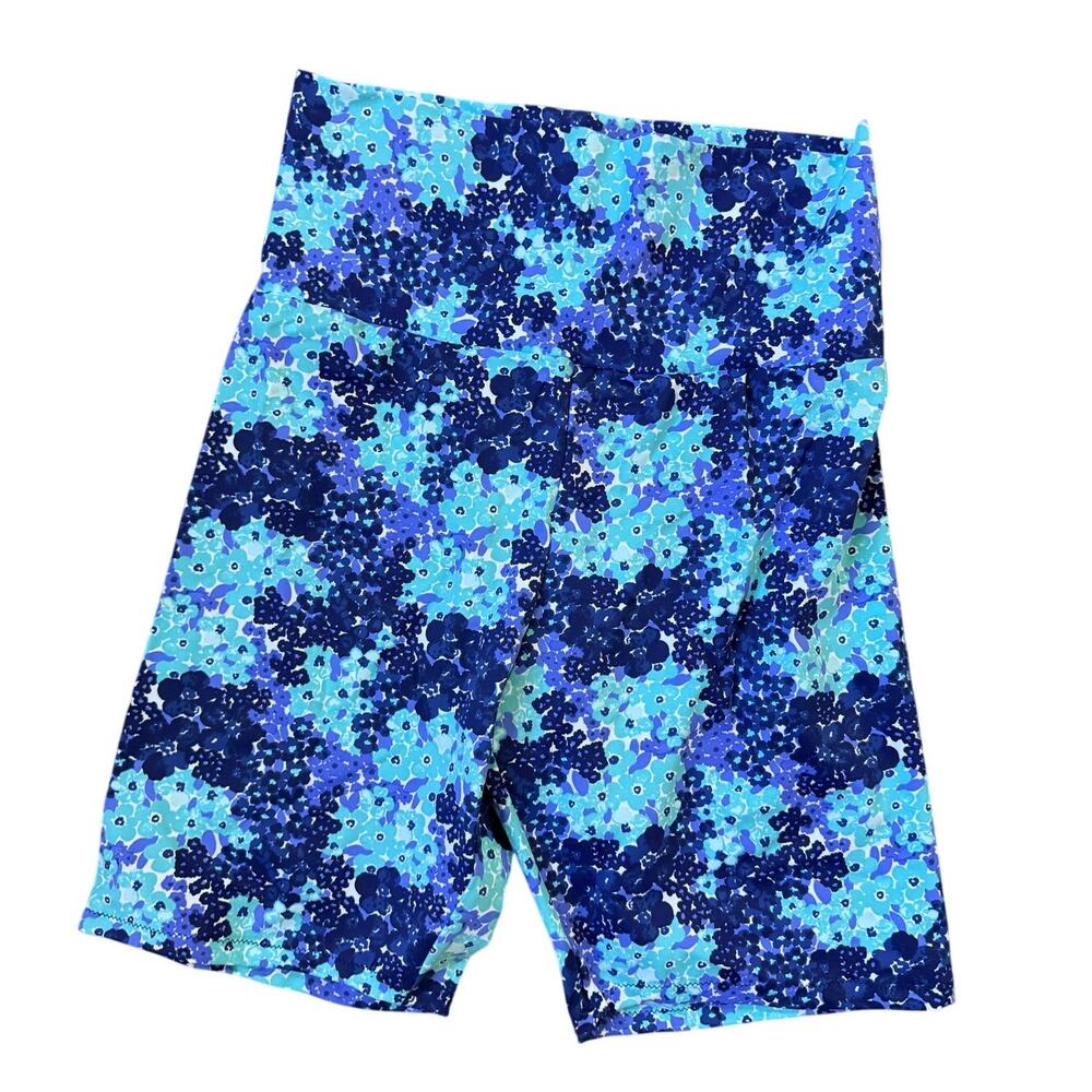 Handmade Bike Shorts in Blue Floral Print Size Small